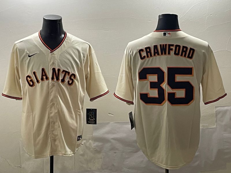 Men San Francisco Giants #35 Crawford Cream Game 2025 Nike MLB Jersey style 1